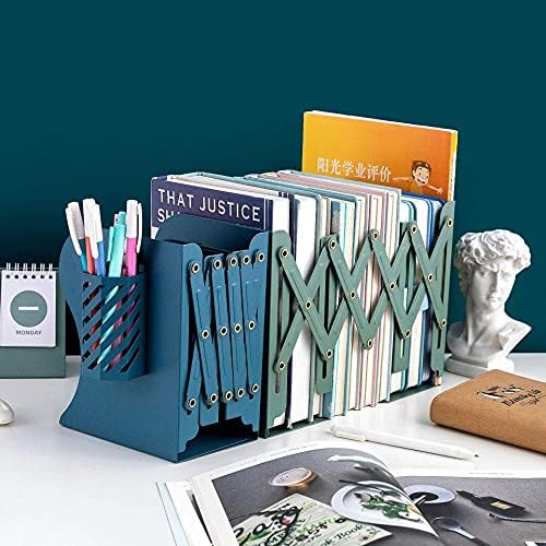 Adjustable Bookends Metal Book Ends for Heavy Book Holder Heavy Duty Bookends Nonskid / Blue