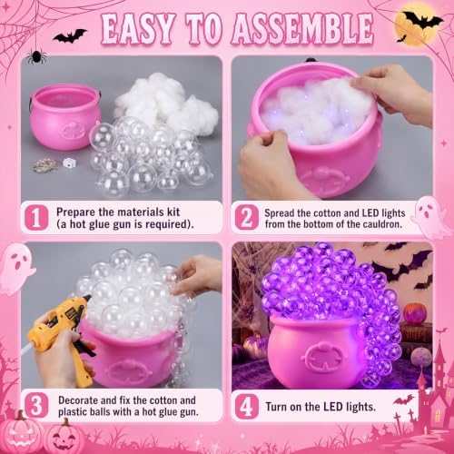 Pinkunn Pink Halloween Decoration Pink Bubbling Cauldron Decor