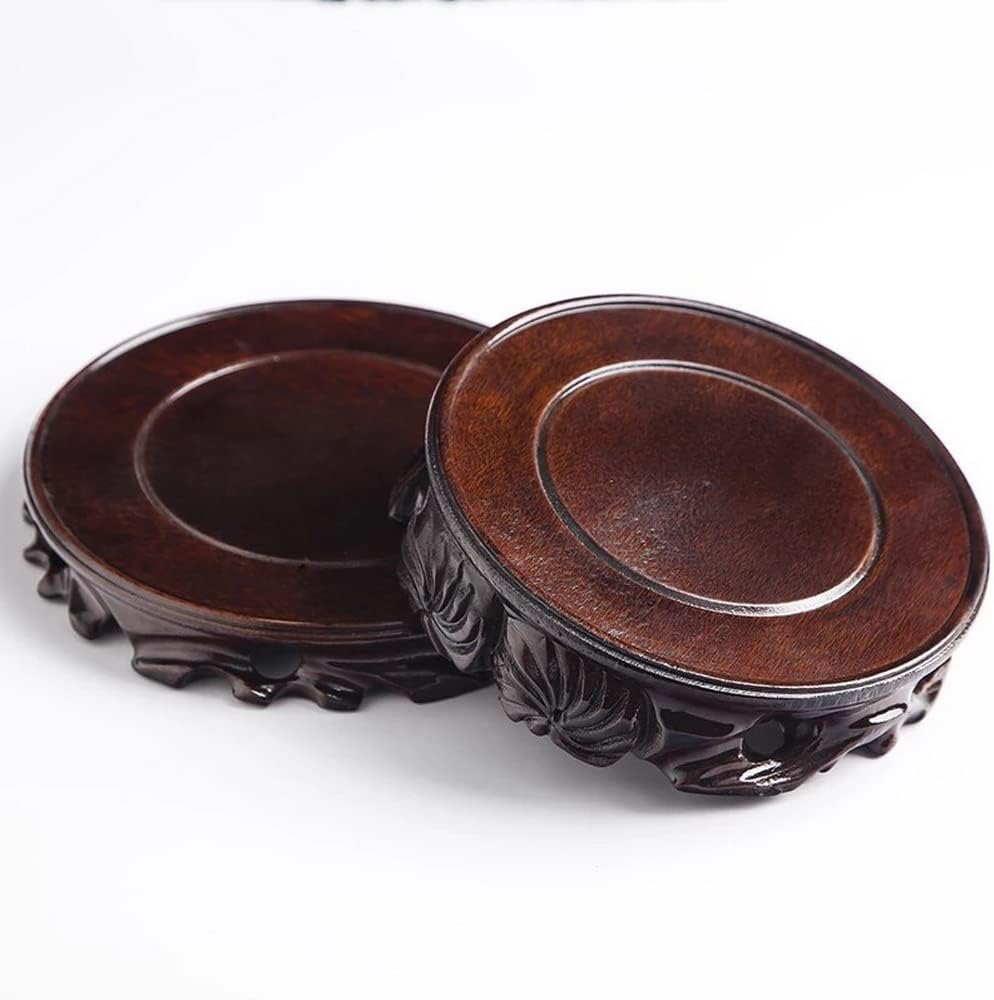 Chinese Wooden Solid Wood Base Rosewood Carved Craft Stand Vase Buddha Statue / 3.9 x 3.9 x 1.0