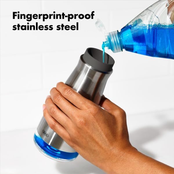 OXO Good Grips Stainless Steel Countertop Soap Dispenser | Refillable Soap Dispenser, Rust-Resistant Stainless Steel