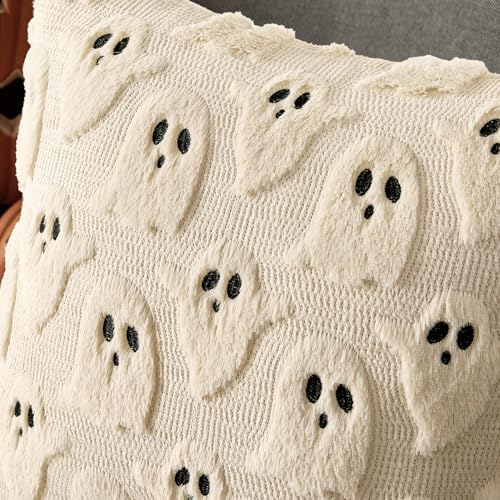 MIULEE Beige Halloween Pillow Covers Cute Ghost Decor Set of 2 18x18
