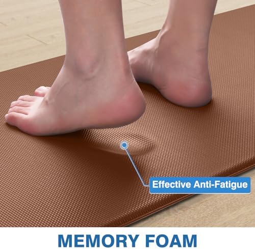 StepRite Kitchen Mats for Floor, 2-Pack Anti-Fatigue Rugs, Terracotta Brown