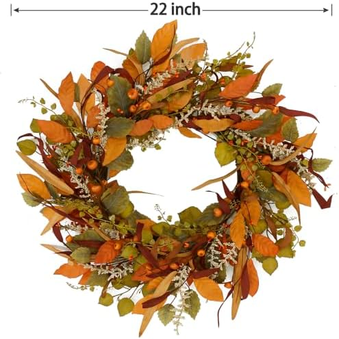 WreathDream Fall Wreaths for Front Door 22" Autumn Wreath for Home Decor