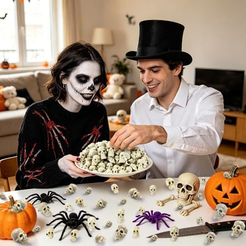 150 PCS Halloween Mini Skull Heads Plastic Skeleton Head Party Decorations