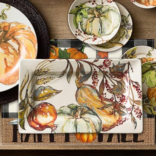 Niviy Buffalo Plaid Check Pumpkins Truck Fall Placemats Set of 6, 12x18 Inch Autumn Thanksgiving Table Mats for Holiday Party Kitchen Dining Room Decoration
