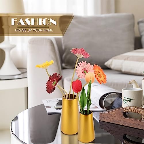 6" Ceramic Flower vase / Gold / Small