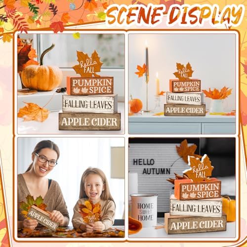 Moucuny 4 Pcs Fall Decor Wooden Maple Leaf Decoration Thanksgiving Decor