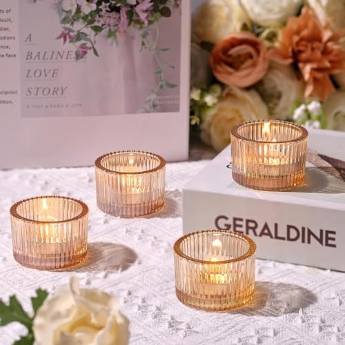 HAVITI 24 Pack Tealight Gold Candle Holders, Votive Tea Light Candle Holder