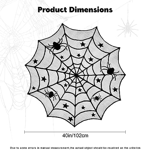 Halloween Tablecloth 40 Inch Black Lace Spider Web Table Topper