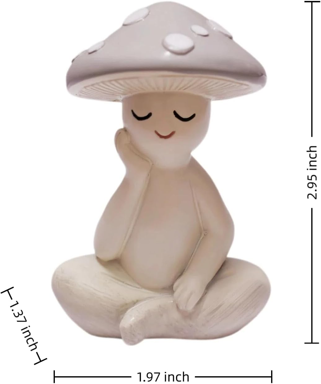 Mushroom Statue / Resin Mushroom Figurine / White