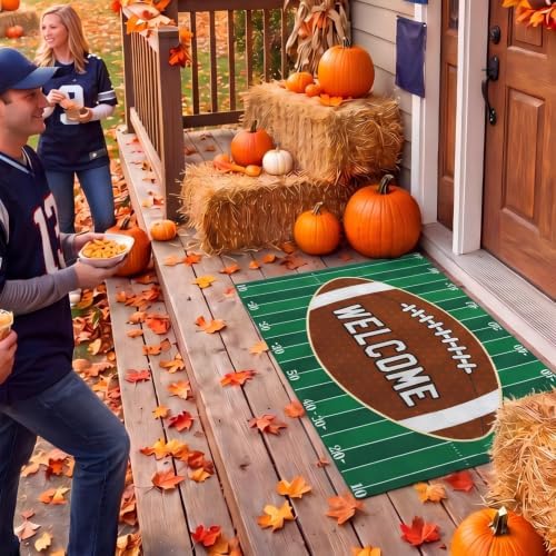 Tinideya 2 Pcs Football Door Mat Set, Outdoor Welcome Mat & Field Rug
