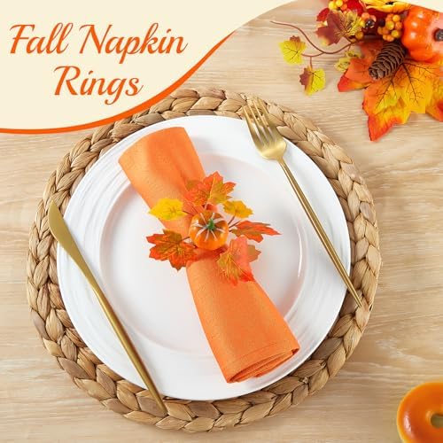 Fall Thanksgiving Pumpkin Napkin Rings Set of 12, Thanksgiving Table Decor