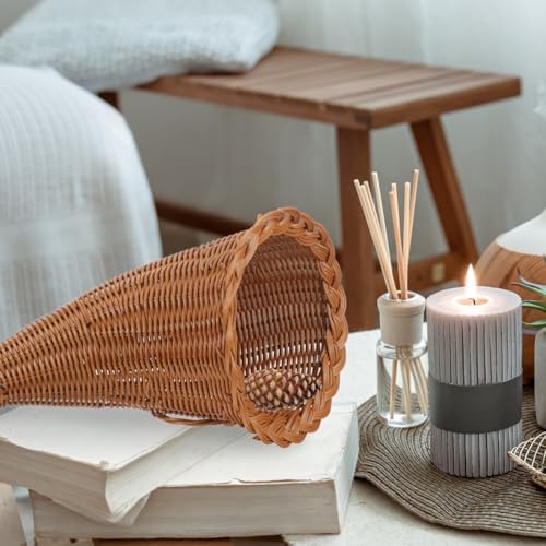 Gadpiparty Large Cornucopia Basket Wicker Grapevine Fall Basket Snack for Thanksgiving Christmas Harvest Table Centerpiece Party Decorations