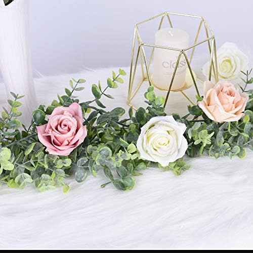 DearHouse Faux Eucalyptus Garland Plant, 2 Pack Artificial Vines Hanging Eucalyptus Leaves Greenery Garland for Wedding