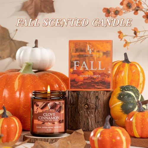 Fall Candle, Clove Cinnamon Scented Candles for Home, Natural Soy Autumn Candle Aromatherapy Candle, 7 oz Jar Candles