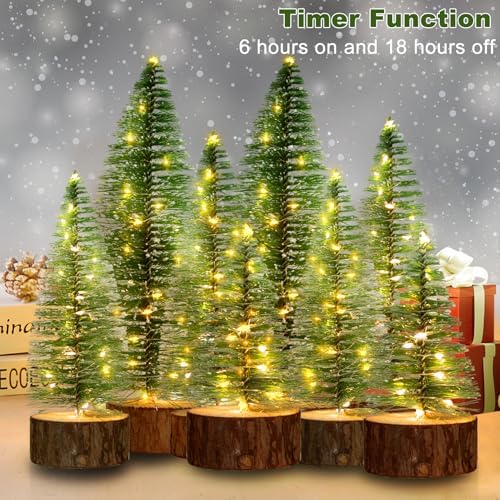 8 PCS Mini Christmas Trees with Lights, 4 Sizes Artificial Christmas Trees