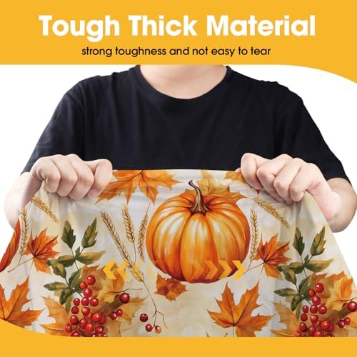 Niuara Fall Pumpkin Plastic Table Cloth Disposable, 4 Pack, 54 x 108 in