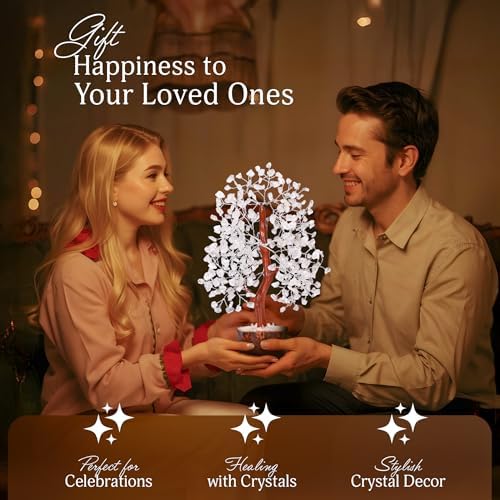 YATSKIA Clear Quartz Crystal Tree | Healing Gemstone Tree | Good Luck Gifts | Crystal Money Tree | Gifts for Women