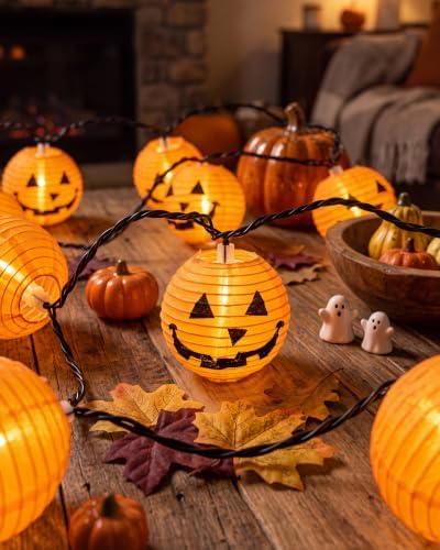 8.5FT Halloween Pumpkin Lantern String Lights Plug-in 10 LED Decor