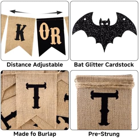 Alynta Halloween Trick or Treat Banner Garland Burlap Halloween Decorations