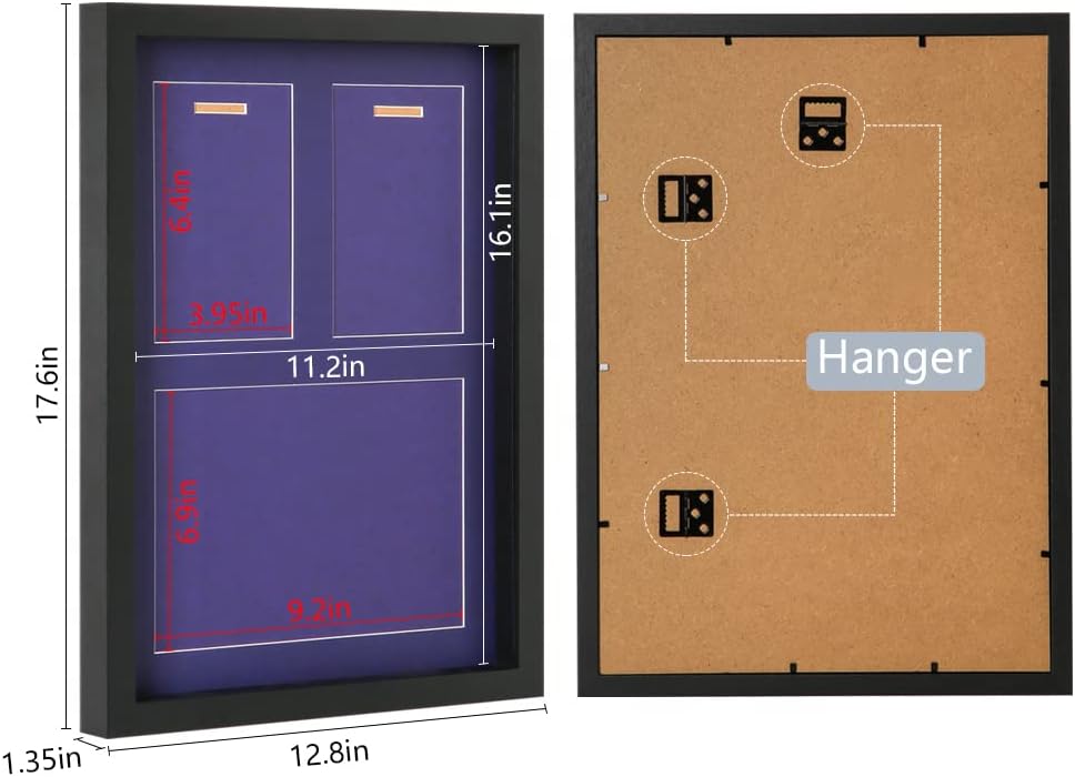 Shadow Box for Medals Medal Display Case Black A3 | Race Bibs, Photos Display, Large, Marathon Runner, Race Winner