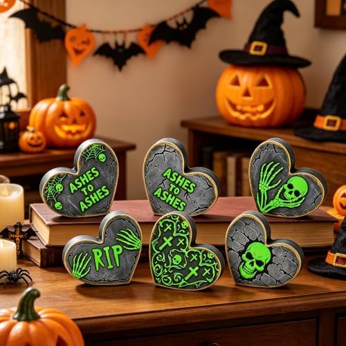 Wooden Heart Halloween Decor Indoor, Halloween Decorations for Home Kitchen