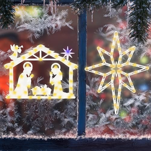 TRWYMZ Christmas Decorations - 16" Christmas Window Silhouette Lights