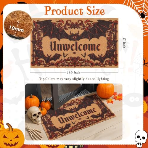 Halloween Door Mat, Gothic Unwelcome Doormat with for Front Porch Decor