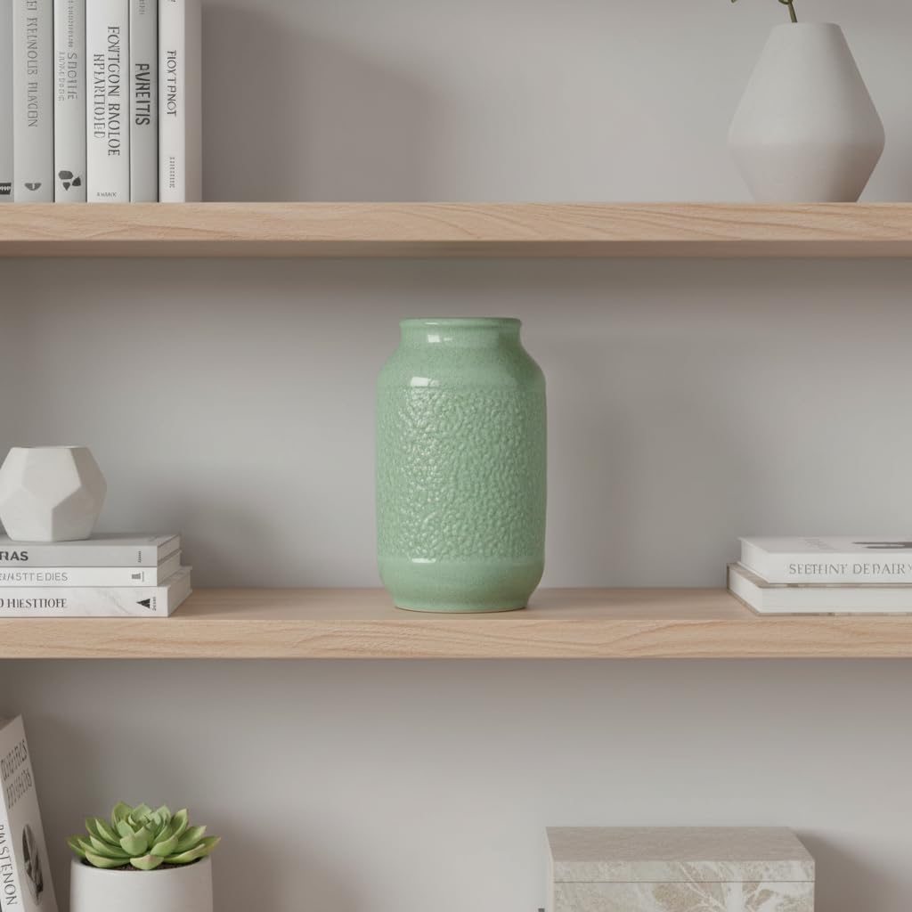 Ceramic Vase / Modern Green Flower Vases / Celadon Green / 9 Inch