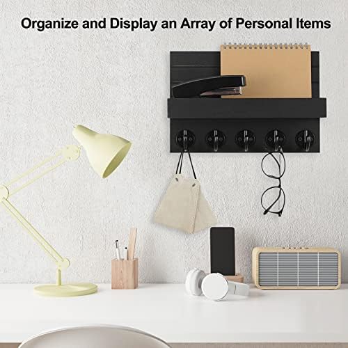 Lwenki Key Holder for Wall, Decorative Key and Mail Holder with Shelf Has Large Hooks for Bags, Coats, Umbrella –