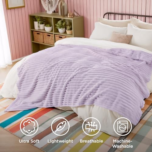 Bedsure Soft Queen Size Blanket for Bed Lavender Fog 90"x90"