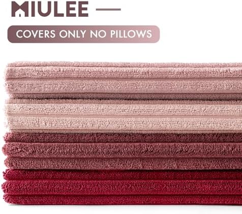 MIULEE Soft Corduroy Decorative Throw Pillow Covers Pink Series 18x18