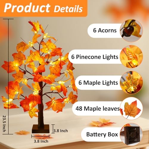 Joyhalo 2 Pack 23.5 Inch Fall Trees with Lights