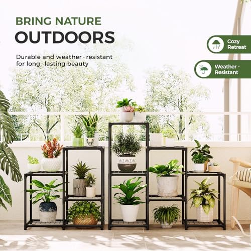Bamworld Corner Plant Stand Indoor Metal Plant Shelf 5-Tier