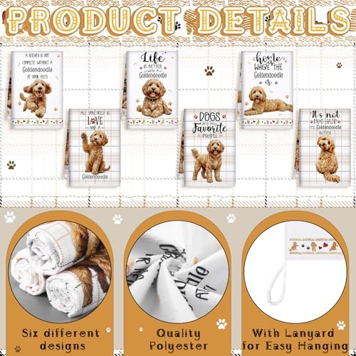 Redbaker 6 Pcs Goldendoodle Kitchen Towels Dish Towel Gifts for Dog Lovers