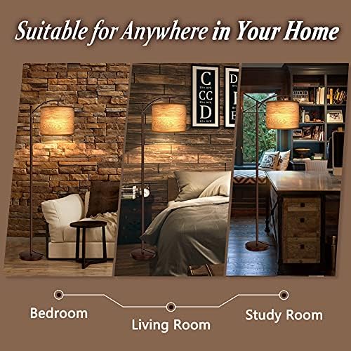 Floor Lamp for Living Room, LED Standing Lamp Tall Industrial Floor Lamp Reading for Bedroom, Office (9W LED Bulb, Wood