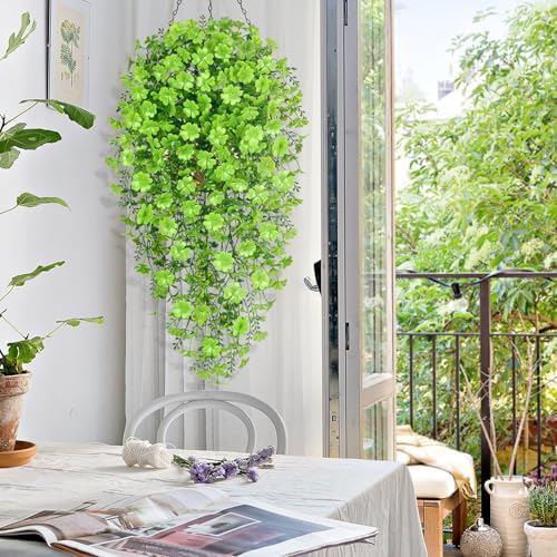 Waipfaru Artificial Hanging Plants, 4Pcs Faux Ivy Four-Leaf Clover