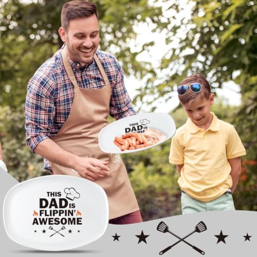R HORSE Father Grill Platter Gift Dad BBQ Serving Tray Plate Dishes White Oval Serving Dishes Grandpa Daddy Christmas New Year Birthday Gift for Salads Desserts Charcuterie Outdoor Indoor Cooking
