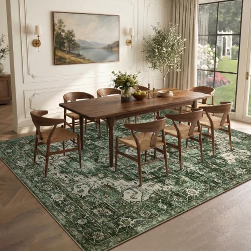 Garvee 10x13 Living Room Rug Large Vintage Boho Green Washable Area Rug