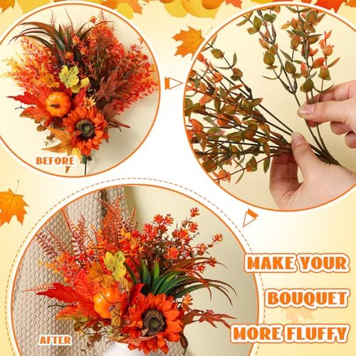 Funnymoom Fall Cornucopia Centerpiece Set with Leaves Pumpkin,Elegant