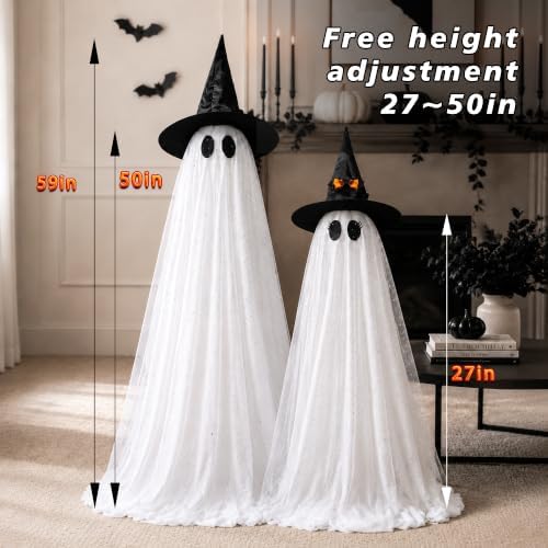 2Packs Halloween Decorations Outdoor,Halloweens Party Decoration Indoor,Spooky Ghost with Remote Control String