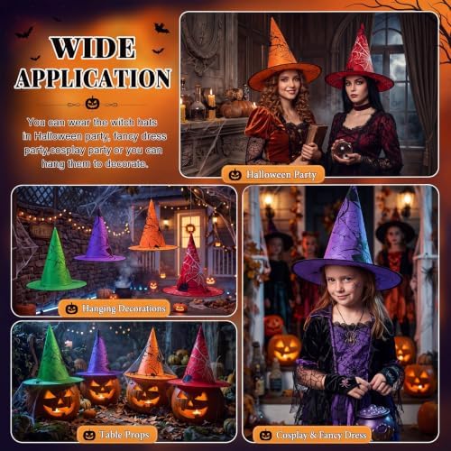 Suhine 12 Pcs Halloween Witch Hat Decor