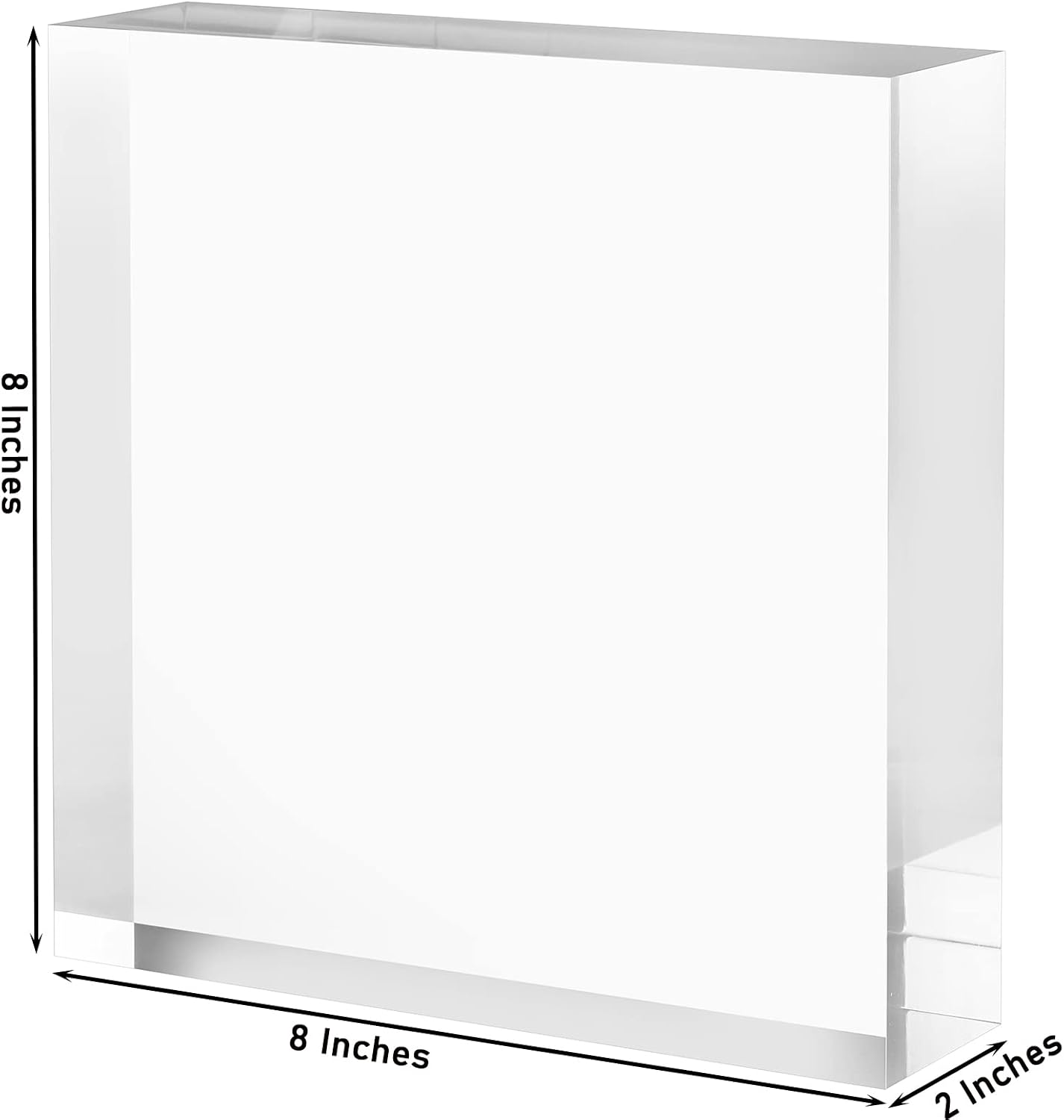 CiaoHER 2in Solid Acrylic Cube Display Block, 2" x 8" x 8" | 2in Thickness, Clear Polished, Pedestal Stand Riser, Solid