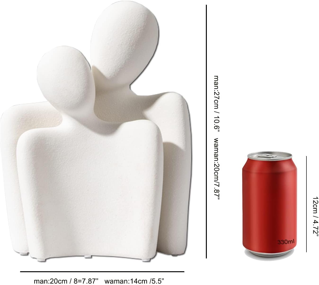 Hugging Couple Statues Ceramic Lover Figurine Characters Book Shelf Coffee Table Decor / White