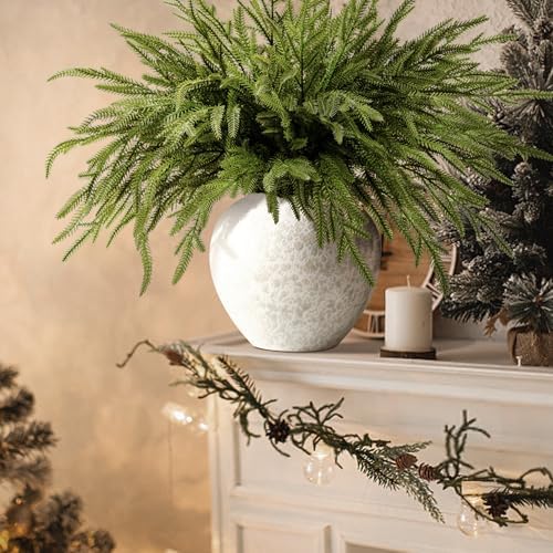 PURPLE STAR 1N 30 Pcs Christmas Norfolk Pine Branches, 19" Extra Length Fake Greenery Norfolk Pine Stems Sprigs, Artificial Xmas Branches Plants Pines Needles for DIY Craft Garland Home Garden Decor