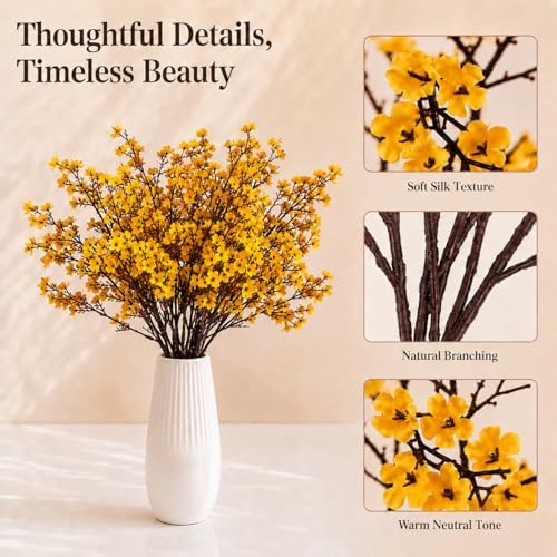 Mandy's 6 Bundles Artificial Dark Yellow Baby’s Breath Flowers