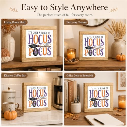Halloween Wooden Sign, Witch Broom and Cauldron Tabletop Decor