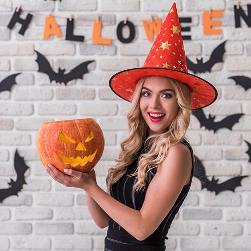 Newcotte 16 Pieces Witch Hats Halloween Costumes for Women Men Modern Witch Hats Fancy Dress Party Decorations