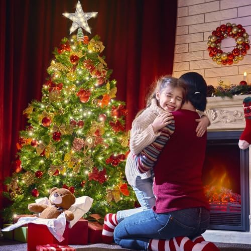 DULEFUN 11.8’’ Silvery Christmas Tree Topper Star Treetop with 20 LED
