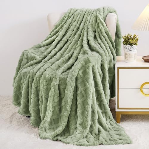 Aganear Fleece Throw Blanket for Couch Sofa 60"x80" Sage Green